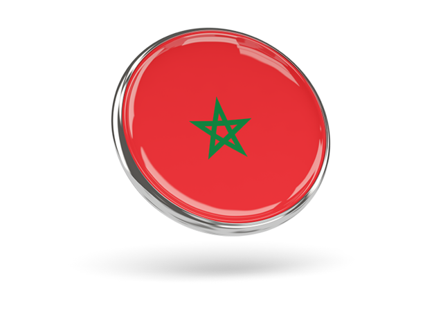 Round icon with metal frame. Download flag icon of Morocco at PNG format