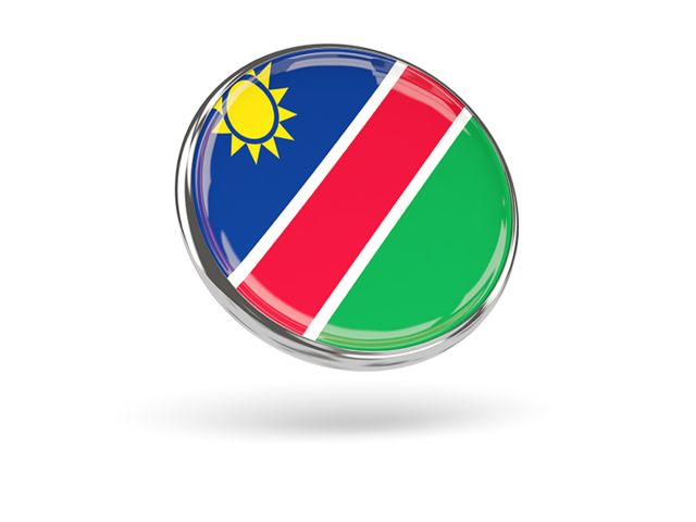 Round icon with metal frame. Download flag icon of Namibia at PNG format