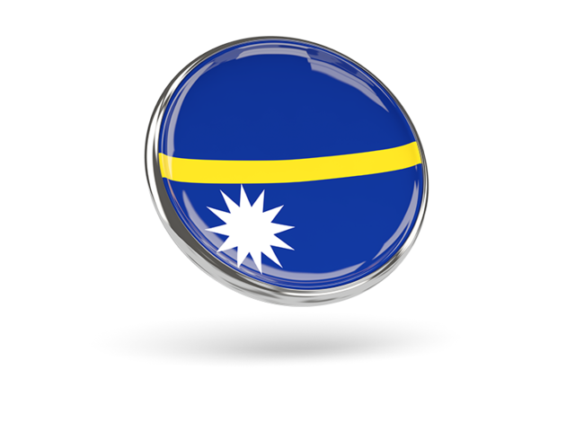 Круглая иконка с металлической рамкой. Скачать флаг. Науру