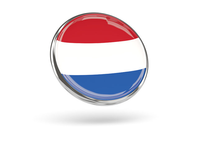 Round icon with metal frame. Download flag icon of Netherlands at PNG format
