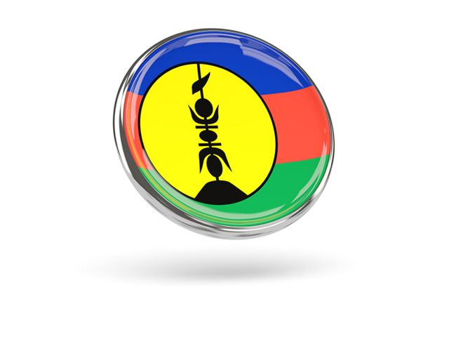 Round icon with metal frame. Download flag icon of New Caledonia at PNG format