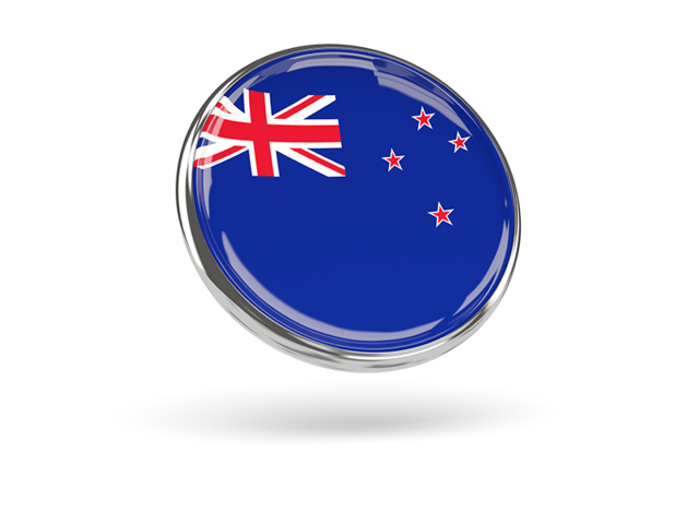 Round icon with metal frame. Download flag icon of New Zealand at PNG format