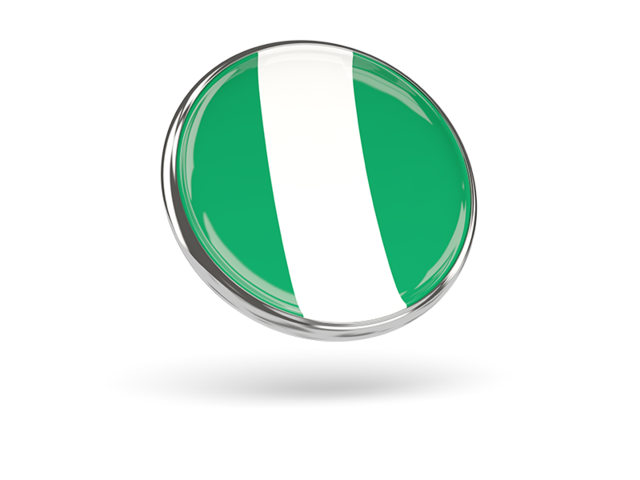 Round icon with metal frame. Download flag icon of Nigeria at PNG format