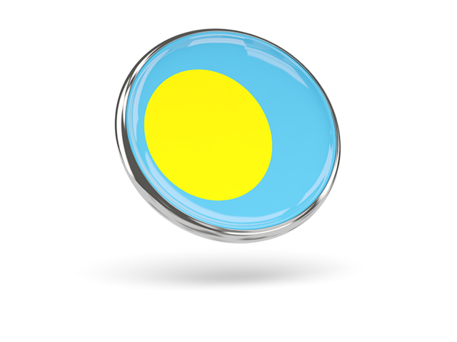 Round icon with metal frame. Download flag icon of Palau at PNG format