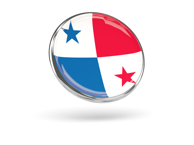 Round icon with metal frame. Download flag icon of Panama at PNG format