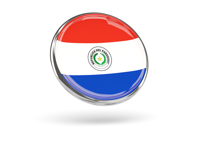 Round icon with metal frame. Download flag icon of Paraguay at PNG format