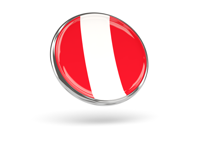 Round icon with metal frame. Download flag icon of Peru at PNG format