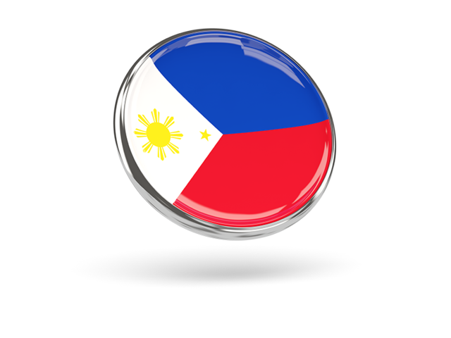Round icon with metal frame. Download flag icon of Philippines at PNG format
