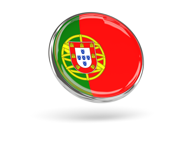 Круглая иконка с металлической рамкой. Скачать флаг. Португалия