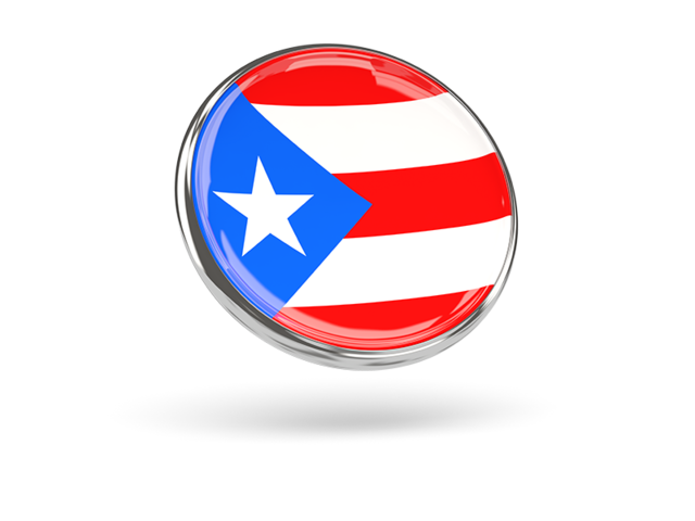 Round icon with metal frame. Download flag icon of Puerto Rico at PNG format