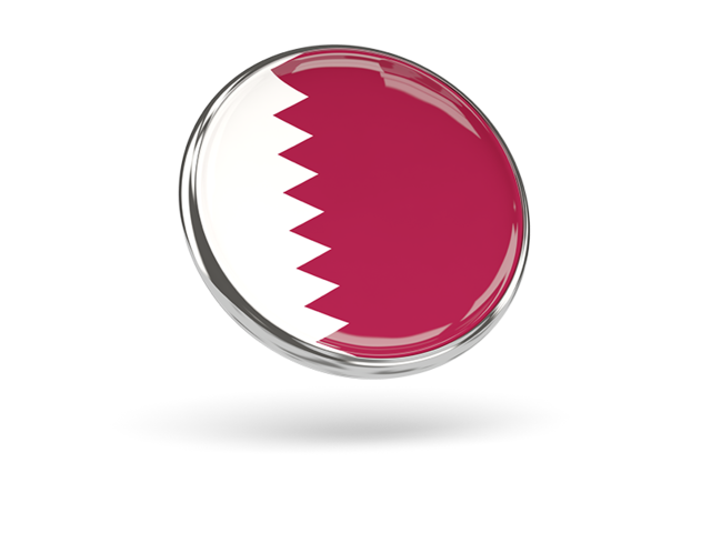 Round icon with metal frame. Download flag icon of Qatar at PNG format