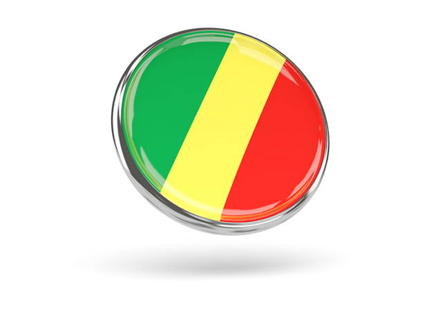 Круглая иконка с металлической рамкой. Скачать флаг. Республика Конго