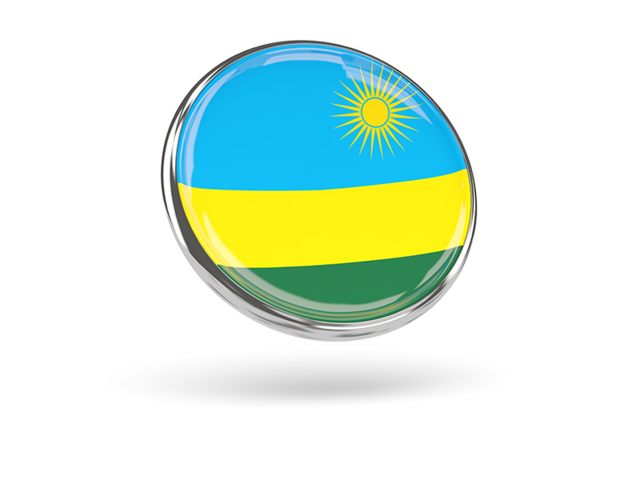 Round icon with metal frame. Download flag icon of Rwanda at PNG format
