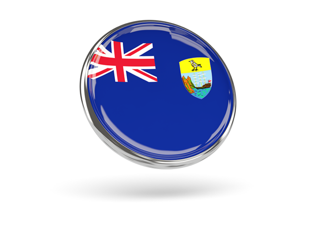 Круглая иконка с металлической рамкой. Скачать флаг. Острова Святой Елены, Вознесения и Тристан-да-Кунья