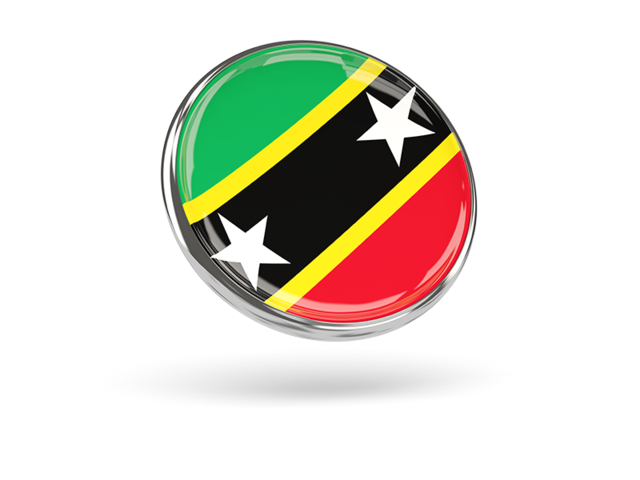 Round icon with metal frame. Download flag icon of Saint Kitts and Nevis at PNG format