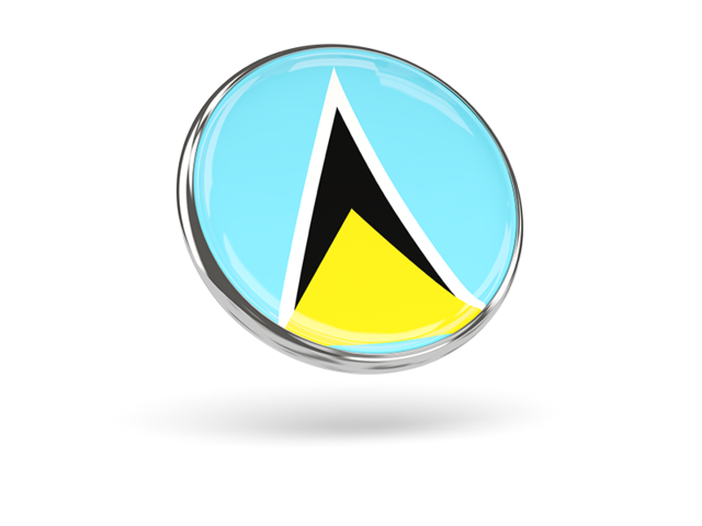 Round icon with metal frame. Download flag icon of Saint Lucia at PNG format