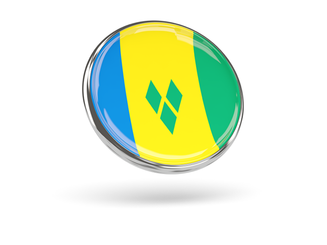 Round icon with metal frame. Download flag icon of Saint Vincent and the Grenadines at PNG format