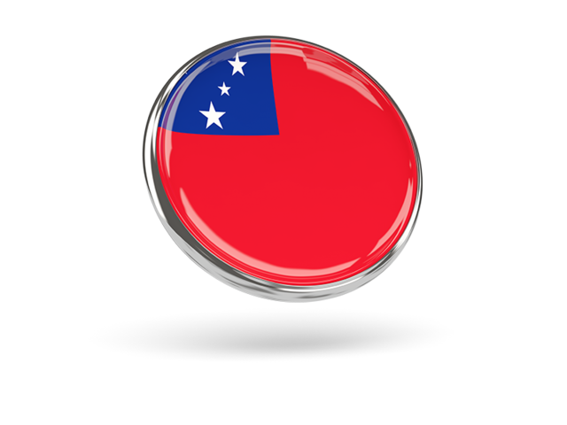 Круглая иконка с металлической рамкой. Скачать флаг. Самоа