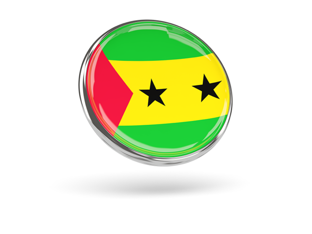 Round icon with metal frame. Download flag icon of Sao Tome and Principe at PNG format