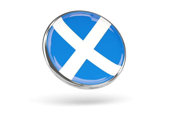 Круглая иконка с металлической рамкой. Скачать флаг. Шотландия