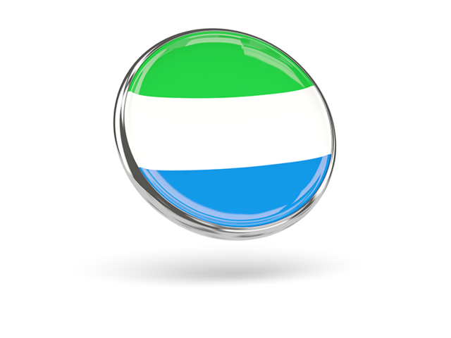 Round icon with metal frame. Download flag icon of Sierra Leone at PNG format