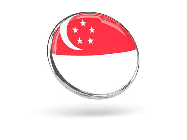 Round icon with metal frame. Download flag icon of Singapore at PNG format