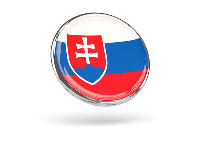 Round icon with metal frame. Download flag icon of Slovakia at PNG format