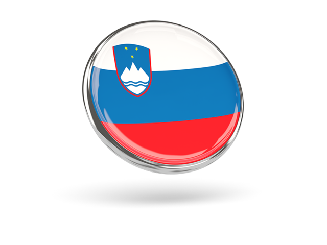 Round icon with metal frame. Download flag icon of Slovenia at PNG format