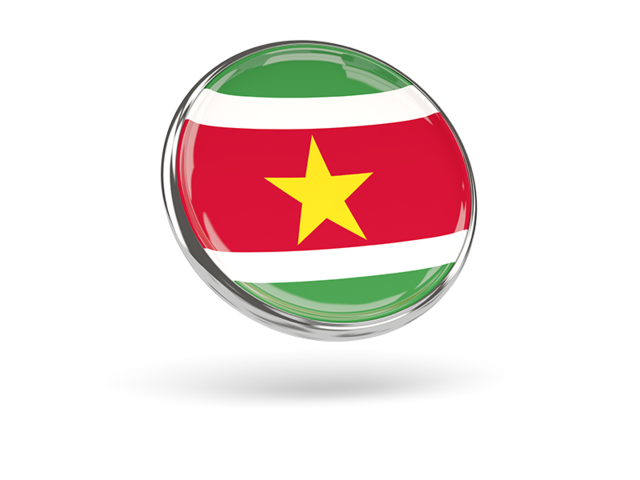 Round icon with metal frame. Download flag icon of Suriname at PNG format