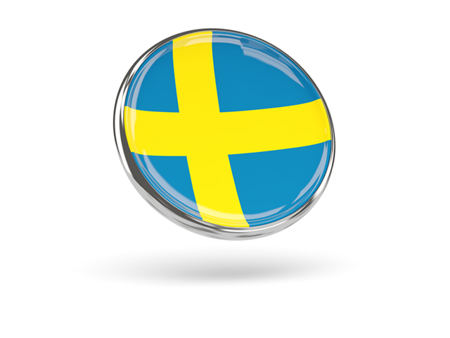 Round icon with metal frame. Download flag icon of Sweden at PNG format