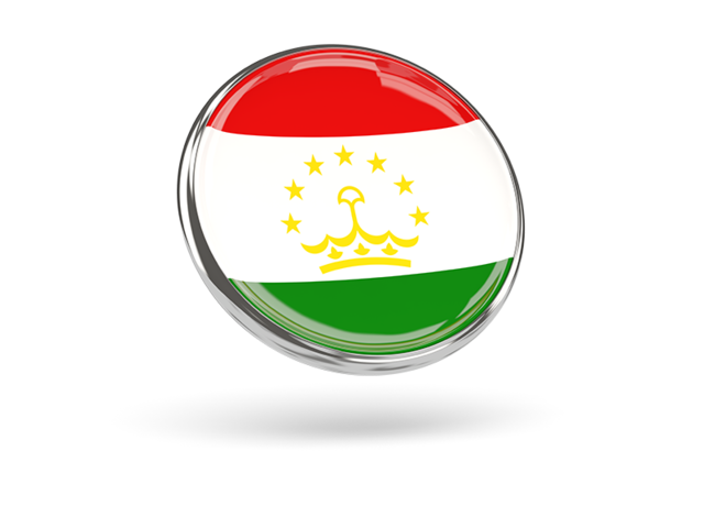 Круглая иконка с металлической рамкой. Скачать флаг. Таджикистан