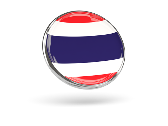 Round icon with metal frame. Download flag icon of Thailand at PNG format