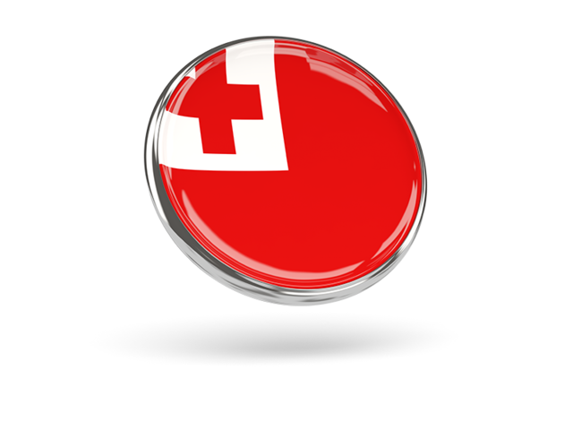 Round icon with metal frame. Download flag icon of Tonga at PNG format