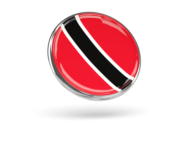 Круглая иконка с металлической рамкой. Скачать флаг. Тринидад и Тобаго