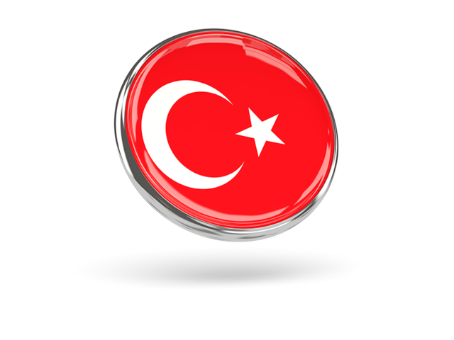 Round icon with metal frame. Download flag icon of Turkey at PNG format