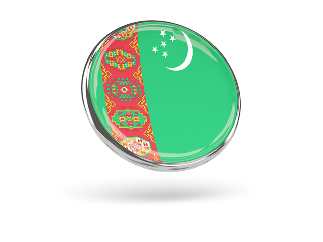 Round icon with metal frame. Download flag icon of Turkmenistan at PNG format