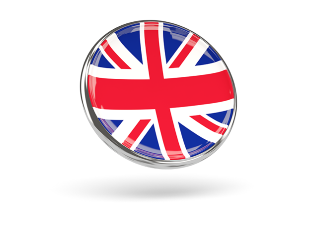 Round icon with metal frame. Download flag icon of United Kingdom at PNG format