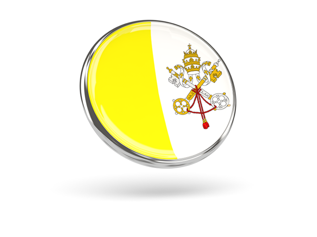 Круглая иконка с металлической рамкой. Скачать флаг. Ватикан