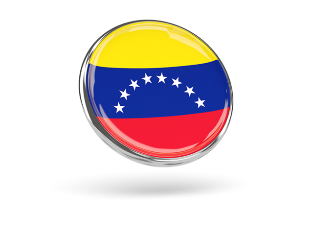 Round icon with metal frame. Download flag icon of Venezuela at PNG format