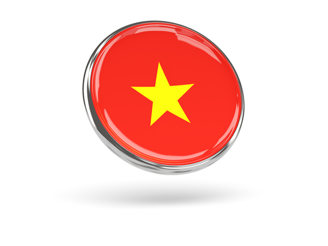 Round icon with metal frame. Download flag icon of Vietnam at PNG format