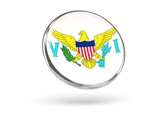 Round icon with metal frame. Download flag icon of Virgin Islands of the United States at PNG format