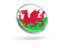 Wales. Round icon with metal frame. Download icon.