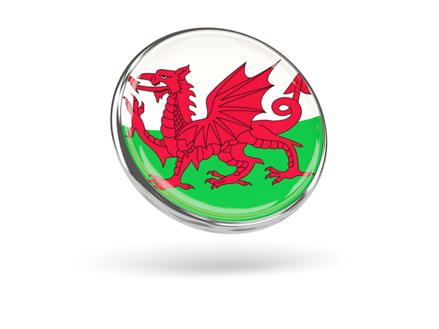 Round icon with metal frame. Download flag icon of Wales at PNG format