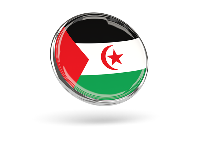 Round icon with metal frame. Download flag icon of Western Sahara at PNG format