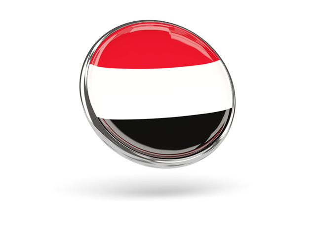 Round icon with metal frame. Download flag icon of Yemen at PNG format