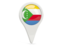 Comoros. Round pin icon. Download icon.