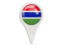 Gambia. Round pin icon. Download icon.