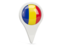 Romania. Round pin icon. Download icon.