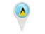 Saint Lucia. Round pin icon. Download icon.