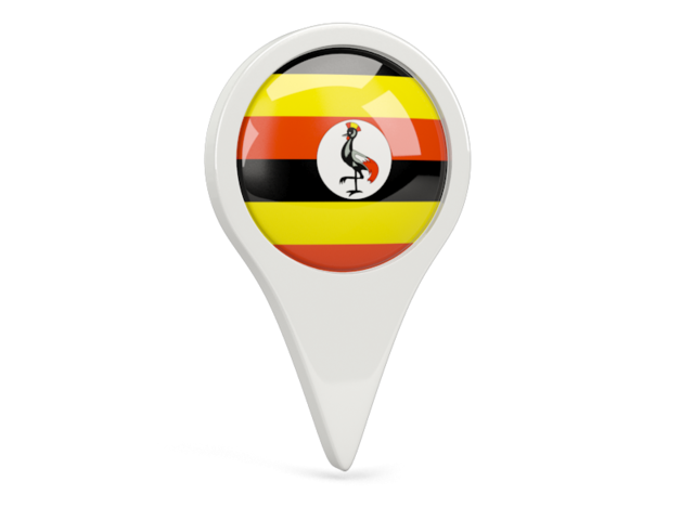 Round pin icon. Download flag icon of Uganda at PNG format